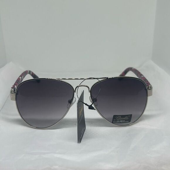 Giselle Contemporary Collection Aviator Sunglasses – UV400 Protection, Floral Ar - Picture 3 of 3